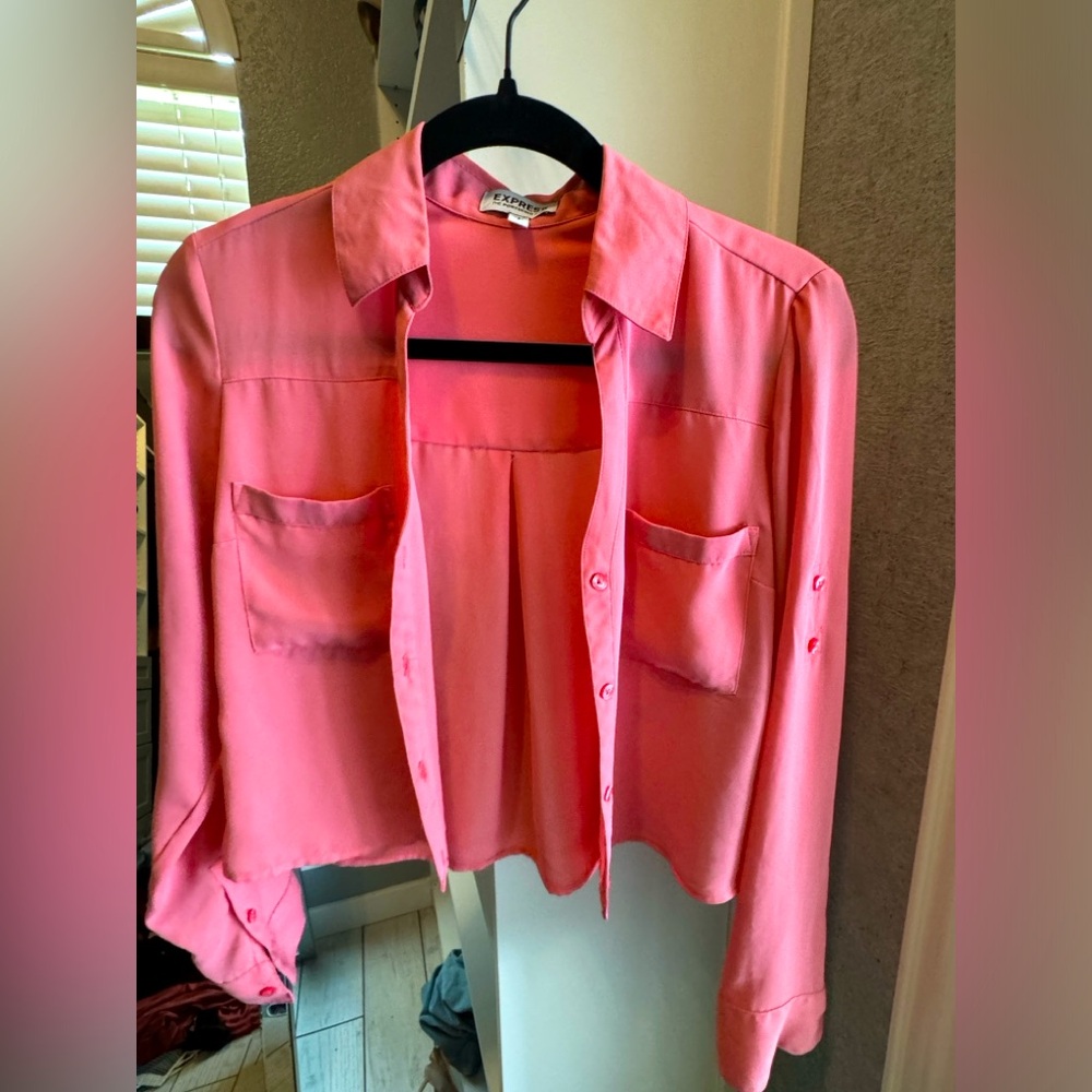 Express Crop Button Down Sz SM
